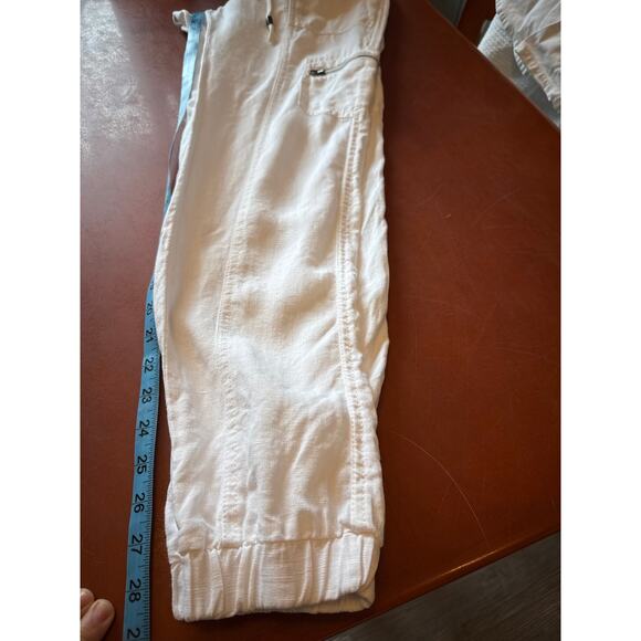 Athleta White Linen Joggers Size 2 Cargo Pockets Spring 2015 EUC - Picture 3 of 8